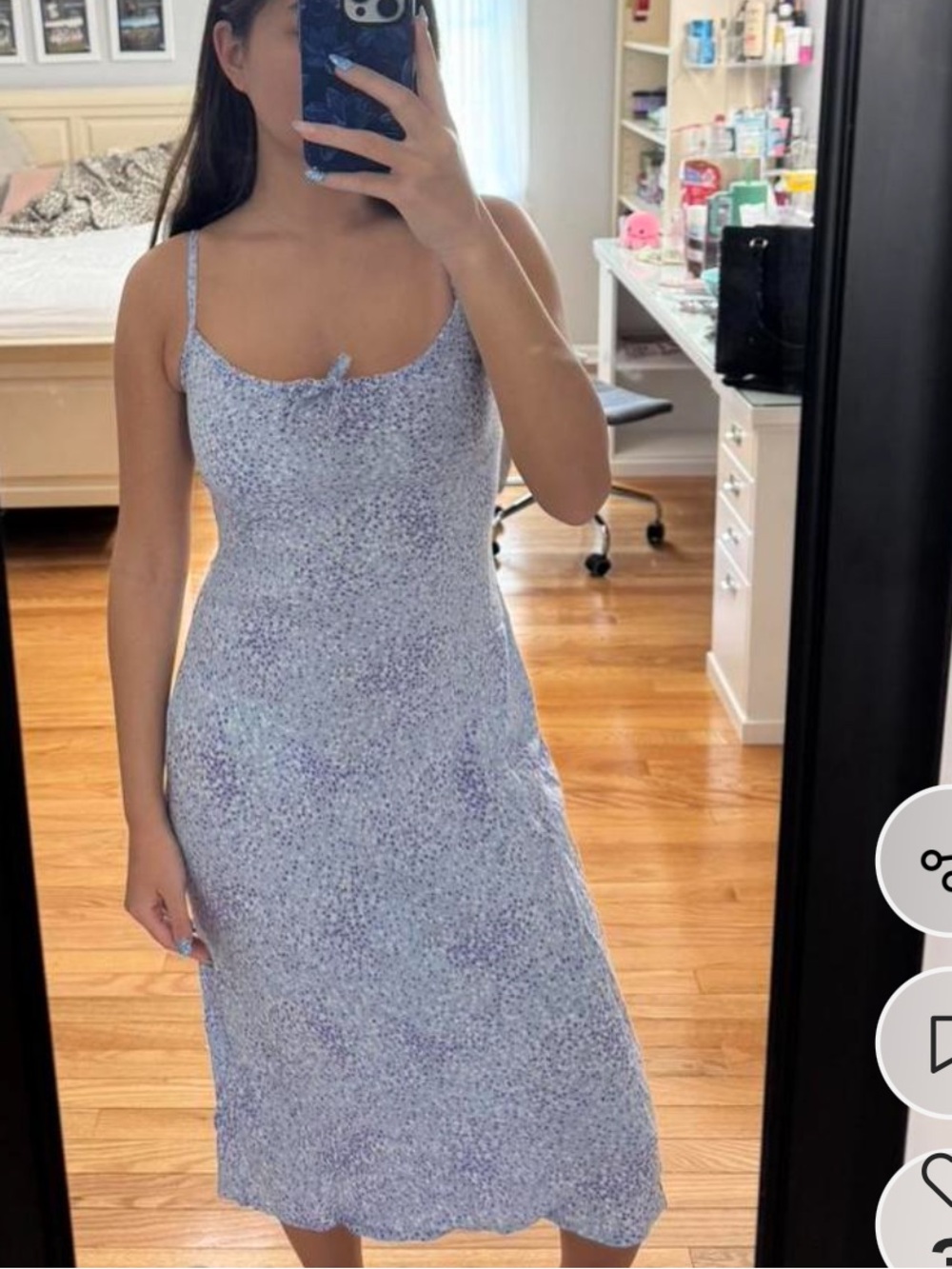 New Look Light Blue Floral Slip Midi Dress